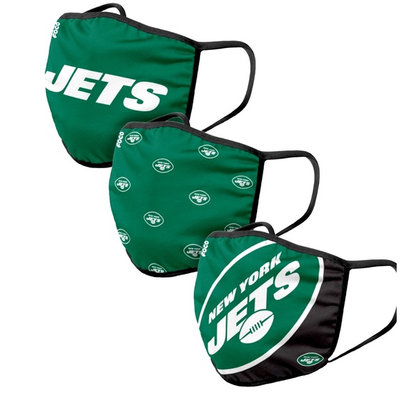 NFL Licensed New York Jets Set of 3 Face Masks